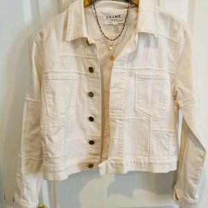 Le Patchwork White Denim Jacket